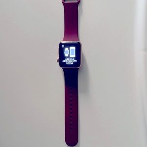 Apple Watch 3 (GPS) 38 MM Gold Aluminum Case w/burgundy sport band